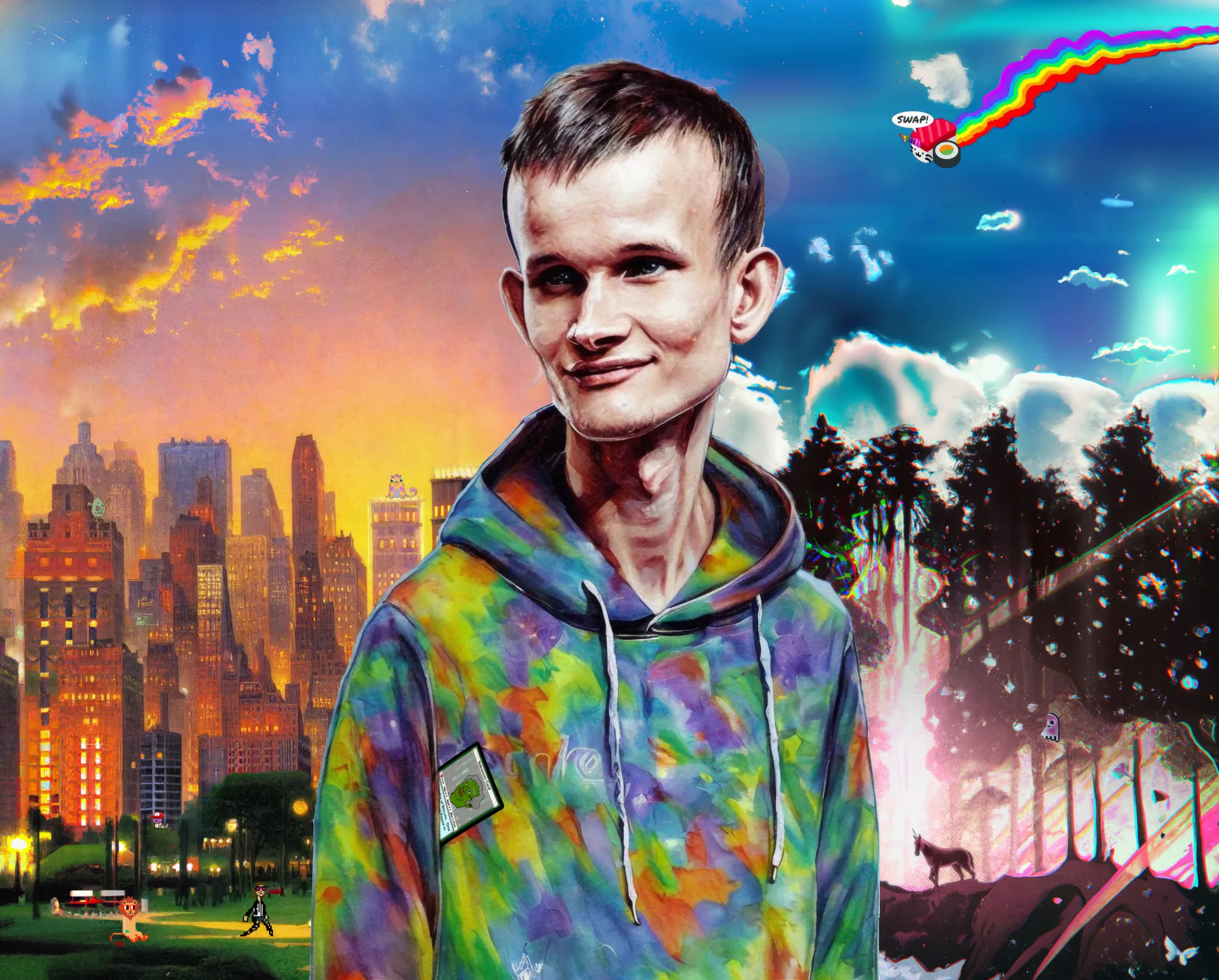 The full reassembled on-chain JPEG of Vitalik Buterin, 8,576 × 6,897